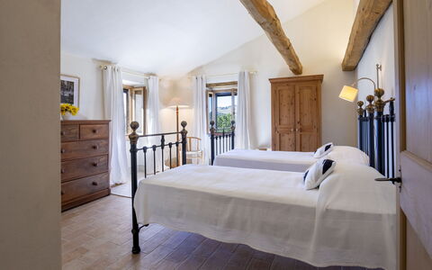 Casale la Cascina 8: Furniture, Bed, Bedroom, Interior Design, Bedding, Bed Sheet, Bed Frame, Home, Linens, Flooring
