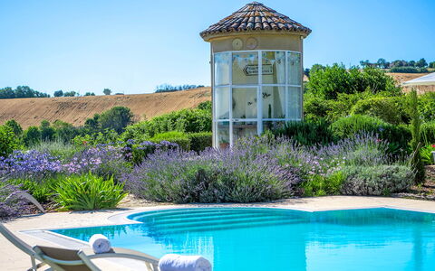 Casa Sant'Elia 7+3: Blue, Flower, Shrub, Garden, Landscaping, Swimming Pool, Yard, Lawn, Backyard, Eco Hotel