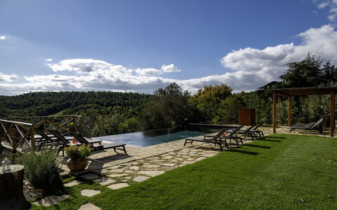 I Tramonti 10+2: Swimming Pool, Outdoor Furniture, Leisure, Shade, Garden, Sunlounger, Landscaping, Chair, Flagstone, Backyard