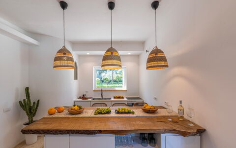 Villa Corte Sant'Anna 6+2: Wood, Interior Design, Ceiling, Flooring, Countertop, Furniture, Lighting, Light Fixture, Kitchen, Floor