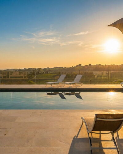 Villa Oxa 12+2: Swimming Pool, Outdoor Furniture, Furniture, Sunlounger, Resort, Chair, Reflection, Umbrella, Reflecting Pool, Chaise Longue