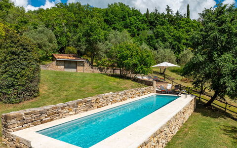 Villa Il Ritiro 8: Blue, Swimming Pool, Composite Material, Garden, Landscaping, Backyard, Stone Wall, Flagstone, Farmhouse, Water Feature