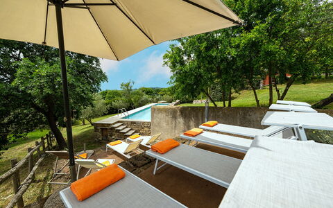 Villa Il Ritiro 8: Outdoor Furniture, Swimming Pool, Sunlounger, Furniture, Umbrella, Resort, Garden, Eco Hotel, Shade, Chair