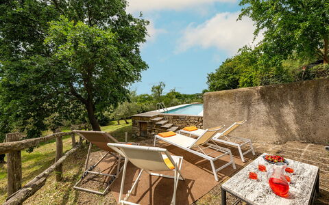 Villa Il Ritiro 8: Furniture, Outdoor Furniture, Garden, Backyard, Chair, Shade, Landscaping, Yard, Sunlounger, Farmhouse