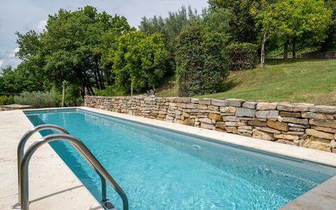 Villa Il Ritiro 8: Swimming Pool, Composite Material, Garden, Stone Wall, Water Feature, Landscaping, Flagstone, Backyard
