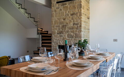 Villa Mamon 6+2: Furniture, Interior Design, Flooring, Wood, Chair, Table, Kitchen & Dining Room Table, Floor, Lighting, Dining Room