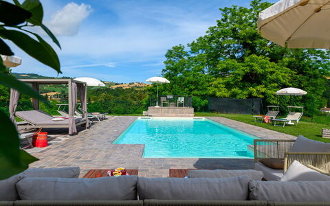 Villa Isola 8+2: Swimming Pool, Outdoor Furniture, Resort, Leisure, Sunlounger, Eco Hotel, Umbrella, Shade, Garden, Thermae