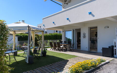 Villa Alma 8+2: Residential Area, Home, Shade, Estate, Garden, Landscaping, Yard, Flowerpot, Balcony