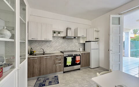 Villa Franca: Kitchen, Major Appliance, Kitchen Appliance, Countertop, Flooring, Furniture, Floor, Interior Design, Cabinetry, Home Appliance