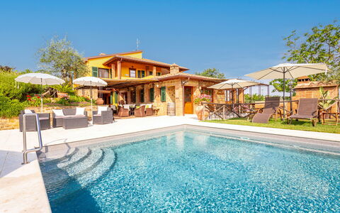 Villa Amadeo: Water, Plant, Sky, Property, Swimming Pool, Azure, Tree, Building, Leisure, Arecales