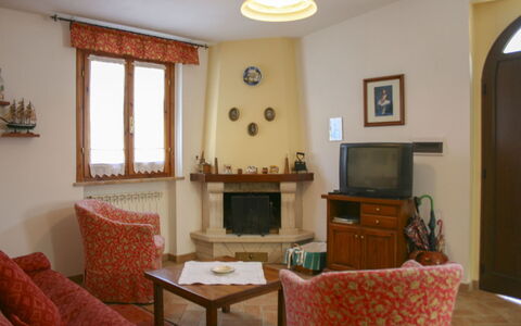 Podere San Bono: Furniture, Interior Design, Wood, Room, Flooring, Lighting, Floor, Living Room, Picture Frame, Table