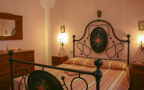 Podere San Bono: Furniture, Bedroom, Interior Design, Lighting, Bed, Bedding, Flooring, Bed Sheet, Floor, Bed Frame