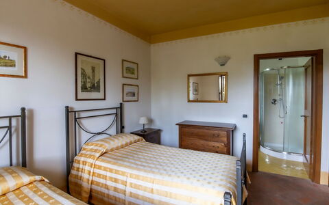Villa Sant' Angelo: Bed, Bedroom, Interior Design, Furniture, Room, Bed Sheet, Bedding, Picture Frame, Ceiling, Bed Frame