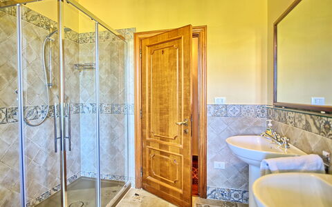 Casale Ambra: Property, Room, Bathroom, Yellow, Interior Design, Real Estate, Building, Estate, Door, House