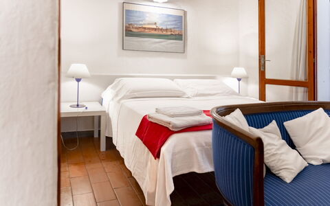 Casa Dei Lentischi: Furniture, Interior Design, Bedroom, Bed, Floor, Flooring, Home, Apartment, Bed Frame, Bed Sheet