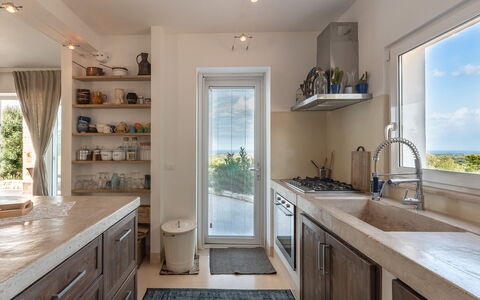 Villa Butterfly: Wood, Blue, Room, Interior Design, Plumbing Fixture, Green, Floor, Home, Property, Countertop